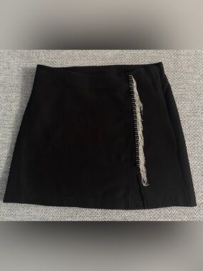 NWOT Vero Moda Black Beaded Fringe Mini Skirt Women's Large Party Festival